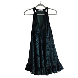 MOD Evergreen Velvet Halter Dress Size S